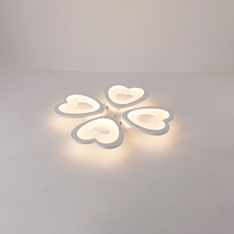 Heart LED Ceiling Flush Mount Light Simplicity Acrylic White Flush Light for Living Room 4 White Clearhalo 'Ceiling Lights' 'Close To Ceiling Lights' 'Close to ceiling' 'Flush mount' Lighting' 2424655