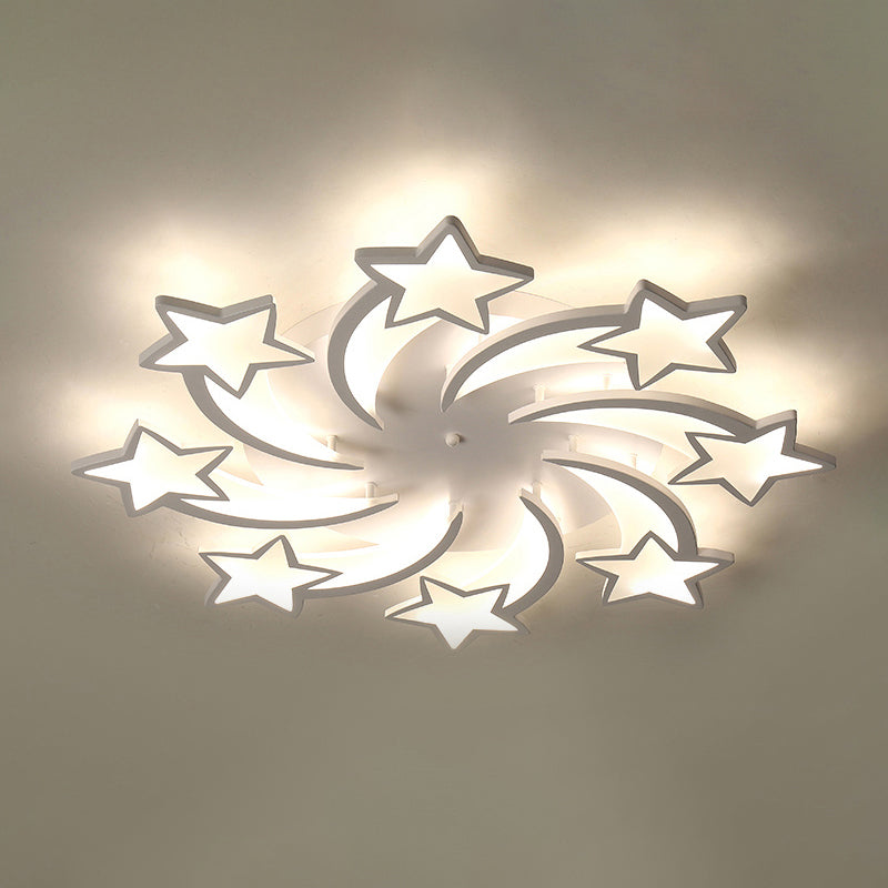 Meteor LED Flush Mount Ceiling Light Modern Acrylic White Flush Light Fixture for Living Room 8 White Clearhalo 'Ceiling Lights' 'Close To Ceiling Lights' 'Close to ceiling' 'Flush mount' Lighting' 2424679