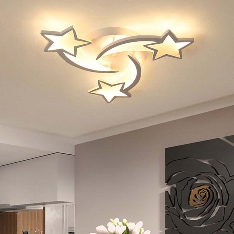 Meteor LED Flush Mount Ceiling Light Modern Acrylic White Flush Light Fixture for Living Room Clearhalo 'Ceiling Lights' 'Close To Ceiling Lights' 'Close to ceiling' 'Flush mount' Lighting' 2424682