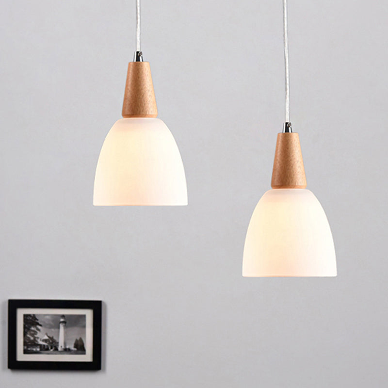 Bowl Drop Pendant Nordic Matte White Glass 1/2/3-Head Beige Hanging Lamp Kit for Dining Room Clearhalo 'Ceiling Lights' 'Pendant Lights' 'Pendants' Lighting' 242569_c56b198b-549c-41cd-abc2-7ce2042aae3d