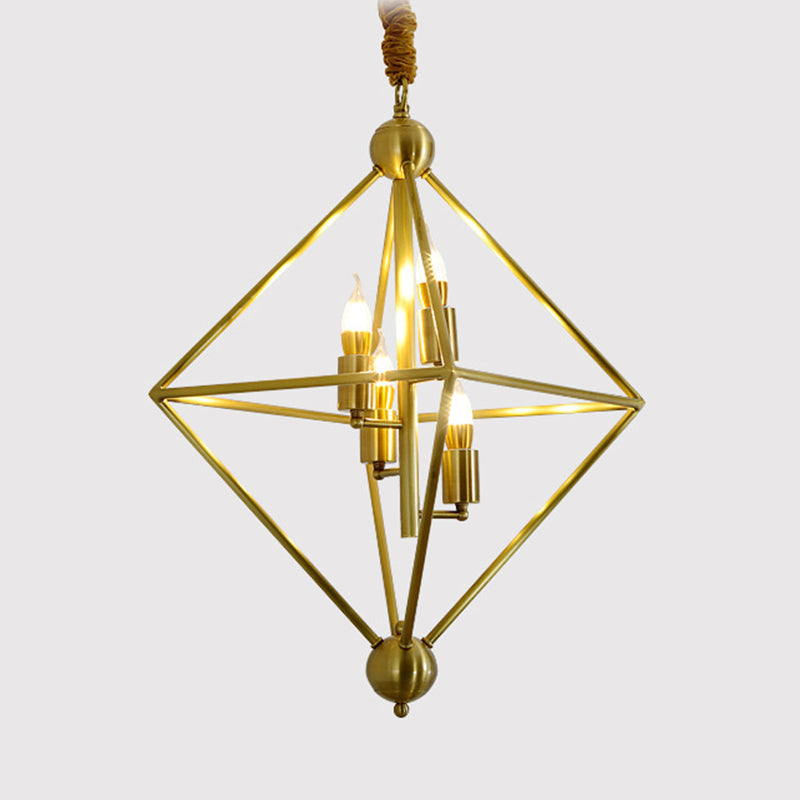 Metal Gold Pendant Lamp Candle-Style 4 Lights Classic Chandelier Light Fixture for Living Room Clearhalo 'Ceiling Lights' 'Chandeliers' Lighting' 2426652