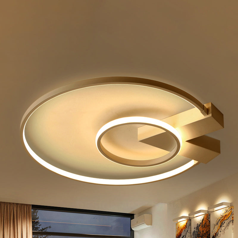 White/Gold Circular Flushmount Modern Single Light Acrylic Ceiling Lighting Fixture in Warm/White/Natural Light Gold Clearhalo 'Ceiling Lights' 'Close To Ceiling Lights' 'Close to ceiling' 'Flush mount' Lighting' 243394