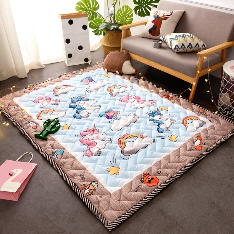 Multi Colored Relaxing Rug Cotton Blend Carton Printed Area Carpet Easy Care Stain-Resistant Washable Indoor Rug for Decor Clearhalo 'Area Rug' 'Rug' 2434589