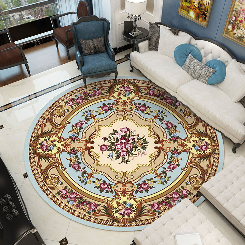 Shabby Chic Living Room Rug Multi Colored Flower Printed Indoor Rug Anti-Slip Pet Friendly Area Carpet Clearhalo 'Area Rug' 'Rugs' 'Vintage' Rug' 2434732