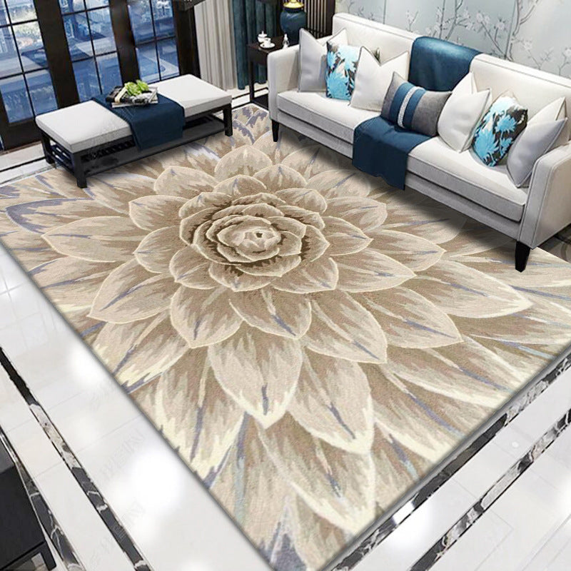 Retro Living Room Rug Multi Colored Flower Printed Indoor Rug Polyster Anti-Slip Stringy Selvedge Area Carpet Beige Clearhalo 'Area Rug' 'Rugs' 'Vintage' Rug' 2434909