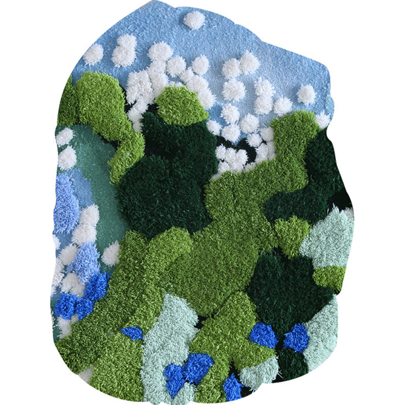 Novelty Shape Plant Rug Multicolored Funky Indoor Rug Lamb Wool Pet Friendly Stain-Resistant Area Carpet for Room Aqua 2' x 2'7