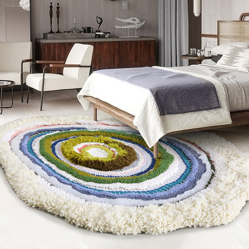 Blue Decoration Rug Nordic Geometric Printed Indoor Rug Lamb Wool Pet Friendly Handmade Area Carpet Clearhalo 'Area Rug' 'Rug' 2435000