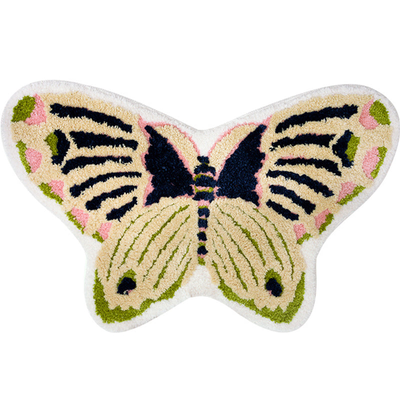 Yellow Nordic Rug Polyster Butterfly Printed Indoor Rug Anti-Slip Backing Pet Friendly Easy Care Area Carpet for Decoration Yellow Clearhalo 'Area Rug' 'Rug' 2435010