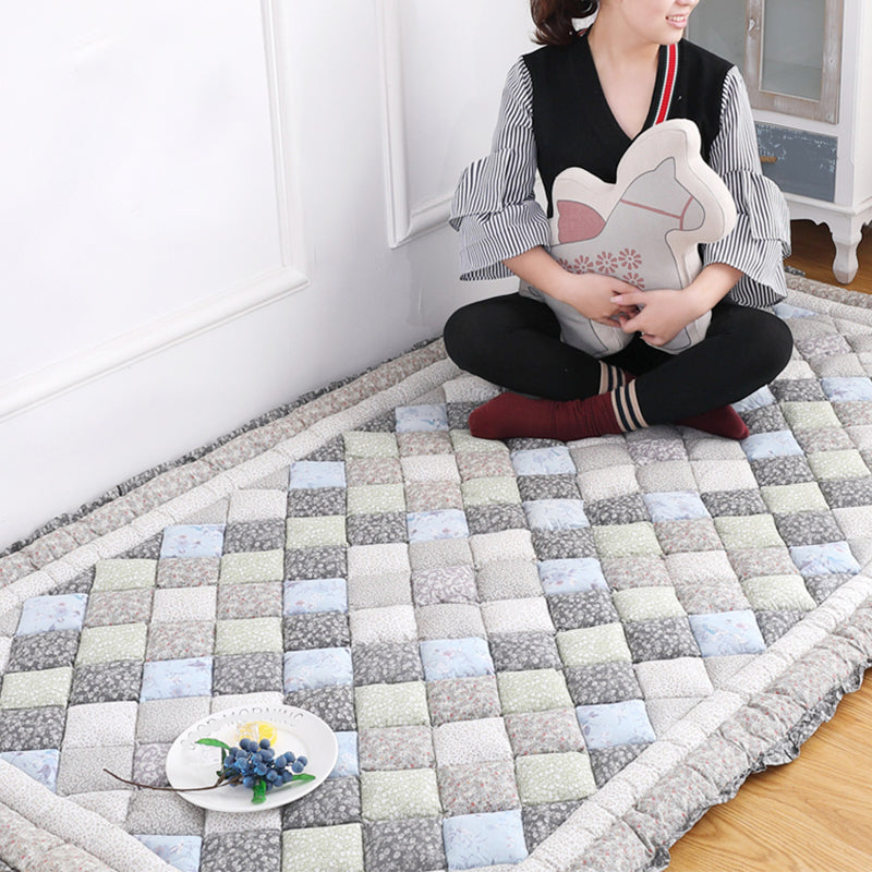 Nordic Plaid Printed Rug Multicolored Cotton Indoor Rug Anti-Slip Pet Friendly Easy Care Area Carpet for Room Grey Clearhalo 'Area Rug' 'Modern' 'Rugs' Rug' 2435215