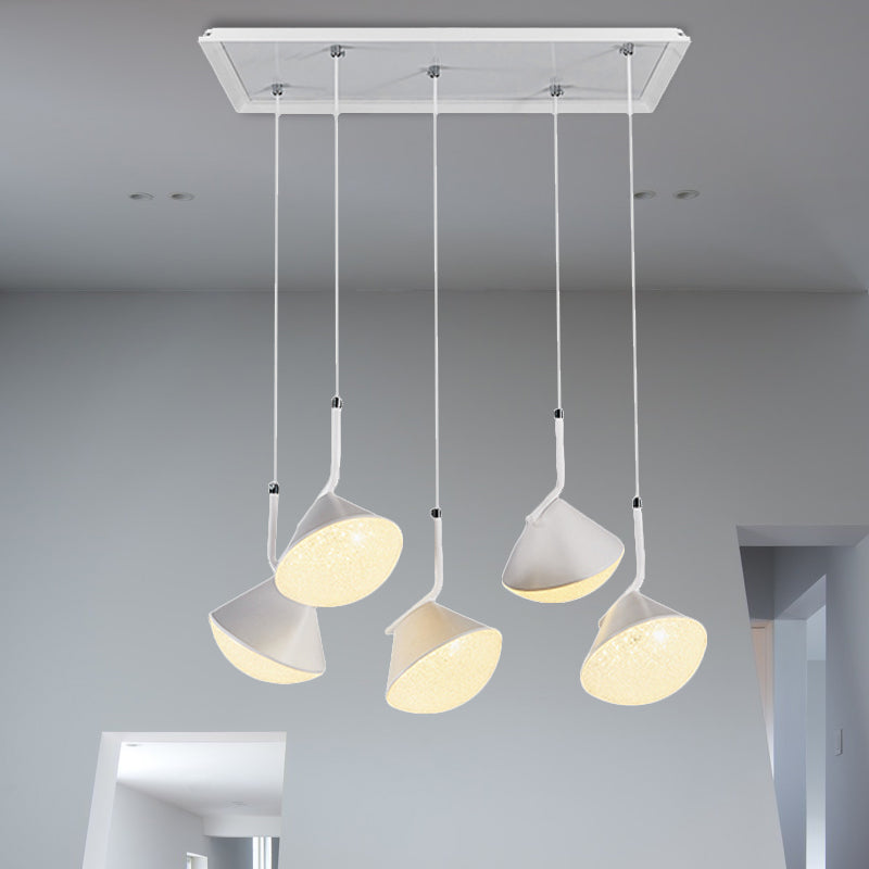 White Cone Ceiling Lamp Minimal Metal 5 Lights Dining Room Pendant Light with Acrylic Diffuser White Clearhalo 'Ceiling Lights' 'Modern Pendants' 'Modern' 'Pendant Lights' 'Pendants' Lighting' 243819