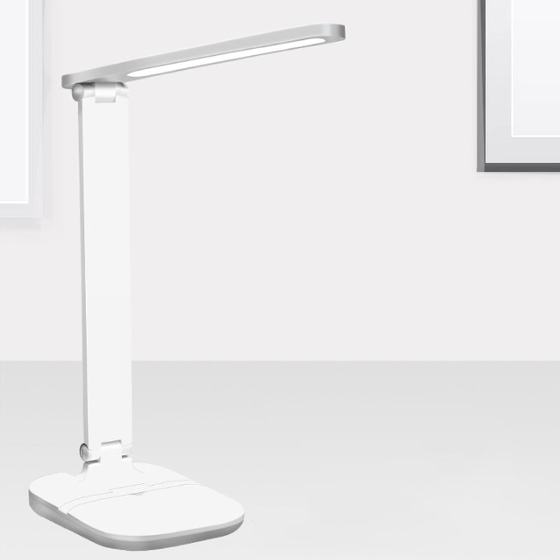 White Oblong Shade Adjustable Desk Lamp Modern Style Plastic Desk Light with Phone Holder White Clearhalo 'Desk Lamps' 'Lamps' Lighting' 244145