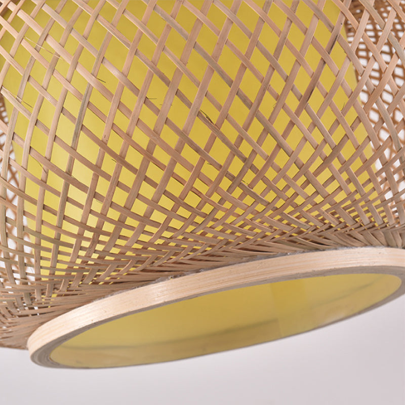 Yellow Lantern Shade Flush Light Contemporary Style 16