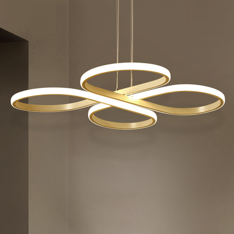 White/Gold Floral Ceiling Light Fixture Modern LED Acrylic Chandelier Pendant in Warm/White Light, 19