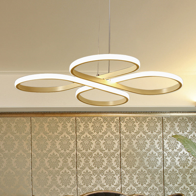 White/Gold Floral Ceiling Light Fixture Modern LED Acrylic Chandelier Pendant in Warm/White Light, 19