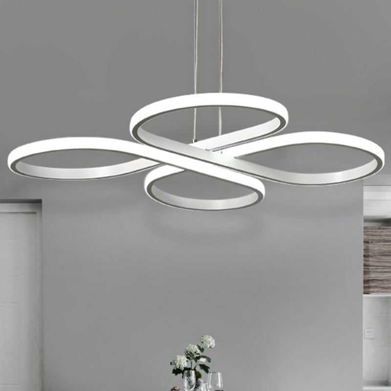 White/Gold Floral Ceiling Light Fixture Modern LED Acrylic Chandelier Pendant in Warm/White Light, 19