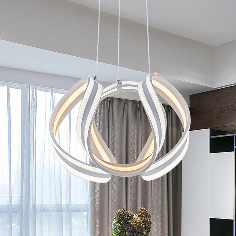 White/Brown Twisted Ceiling Lamp Simplicity Single Light Acrylic Chandelier in Warm/White/Natural Light White Clearhalo 'Ceiling Lights' 'Chandeliers' 'Modern Chandeliers' 'Modern' Lighting' 244860