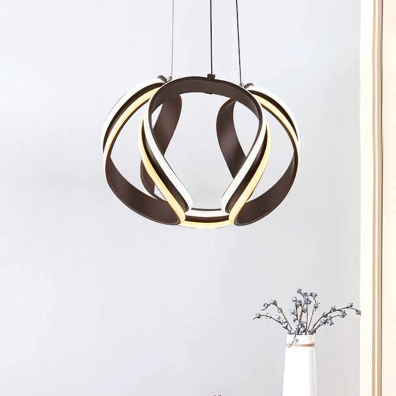 White/Brown Twisted Ceiling Lamp Simplicity Single Light Acrylic Chandelier in Warm/White/Natural Light Brown Clearhalo 'Ceiling Lights' 'Chandeliers' 'Modern Chandeliers' 'Modern' Lighting' 244861
