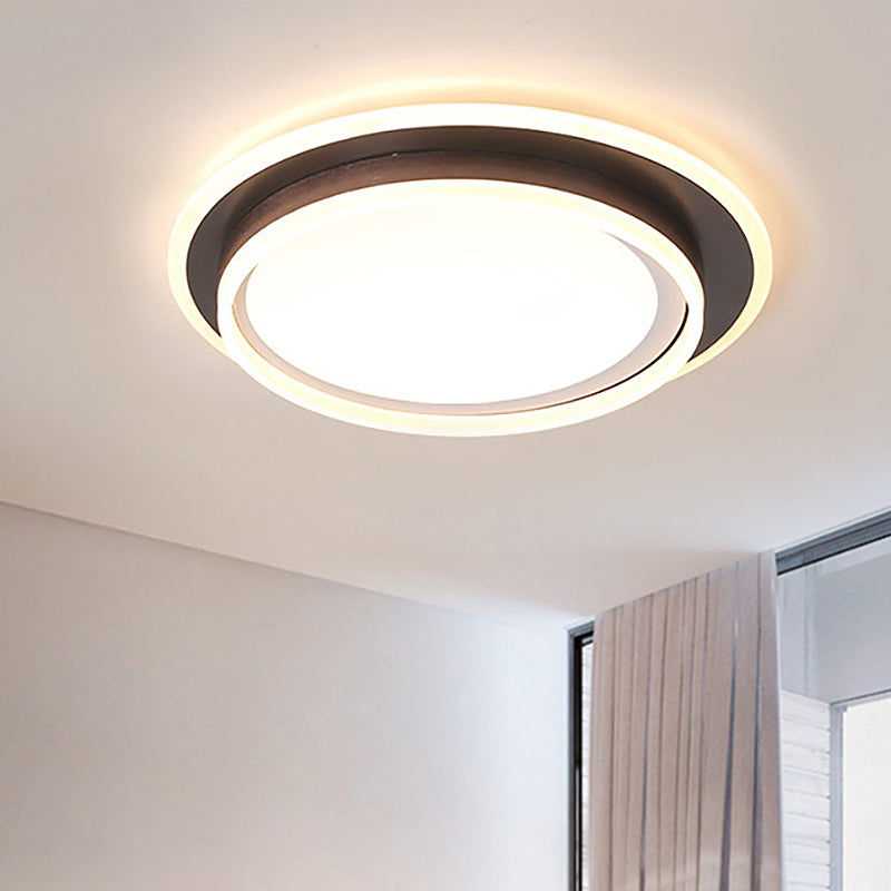 White Round Flush Mount Lighting Contemporary Led 16