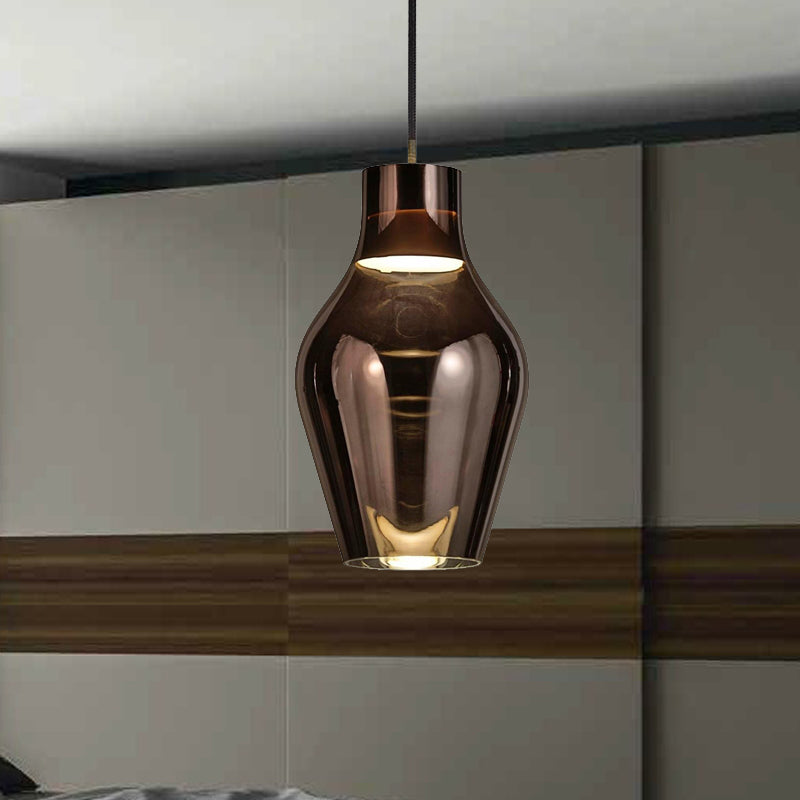 Urn Living Room Pendant Lamp Gold/Smoke Glass 1 Light 6.5