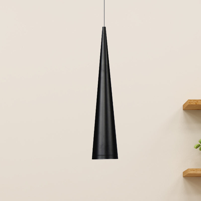 White/Black Tapered Hanging Light Modern Metal Dining Room LED Pendant Light Fixture in White/Warm Black Clearhalo 'Ceiling Lights' 'Modern Pendants' 'Modern' 'Pendant Lights' 'Pendants' Lighting' 245898