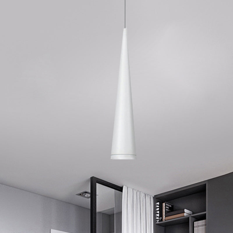 White/Black Tapered Hanging Light Modern Metal Dining Room LED Pendant Light Fixture in White/Warm White Clearhalo 'Ceiling Lights' 'Modern Pendants' 'Modern' 'Pendant Lights' 'Pendants' Lighting' 245900