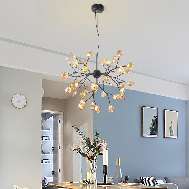 Heracleum LED Chandelier Artistic Tan Blown Glass Dining Room Hanging Ceiling Light 45 Tan Clearhalo 'Ceiling Lights' 'Chandeliers' 'Modern Chandeliers' 'Modern' Lighting' 2459872