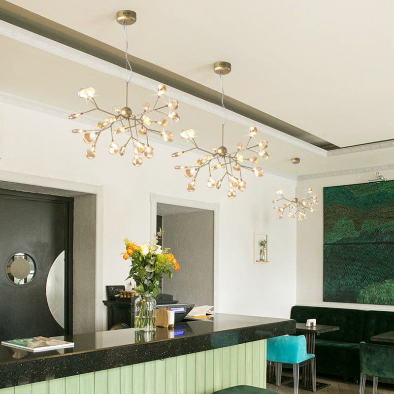 Heracleum LED Chandelier Artistic Tan Blown Glass Dining Room Hanging Ceiling Light 27 Tan Clearhalo 'Ceiling Lights' 'Chandeliers' 'Modern Chandeliers' 'Modern' Lighting' 2459873