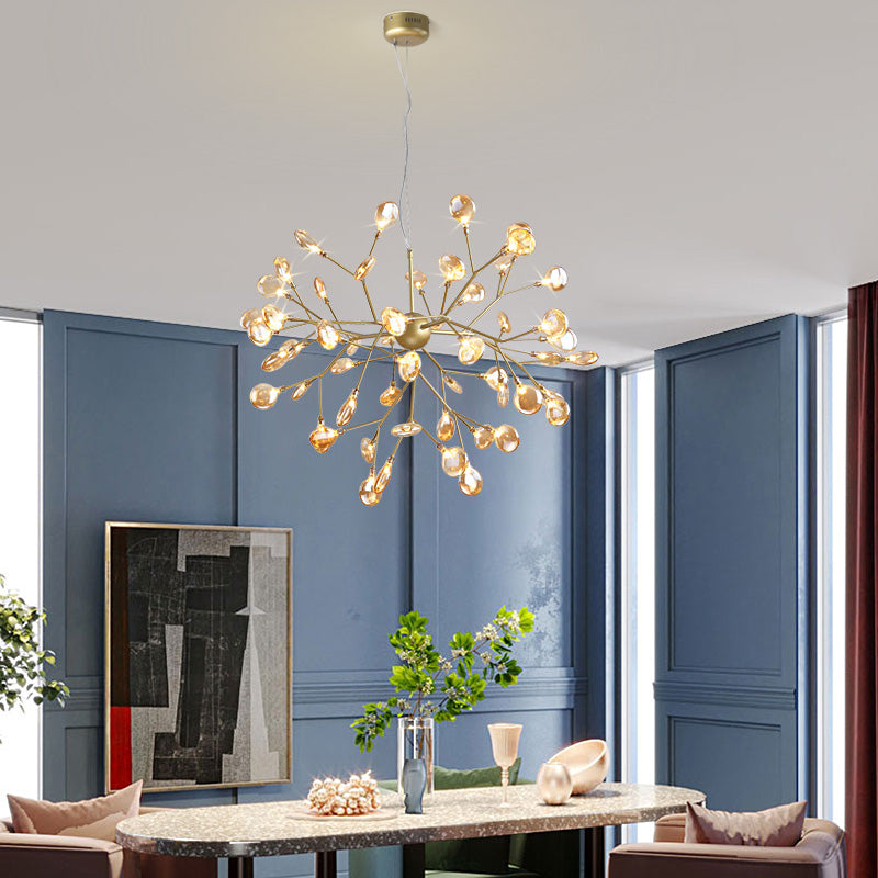 Heracleum LED Chandelier Artistic Tan Blown Glass Dining Room Hanging Ceiling Light 54 Tan Clearhalo 'Ceiling Lights' 'Chandeliers' 'Modern Chandeliers' 'Modern' Lighting' 2459874