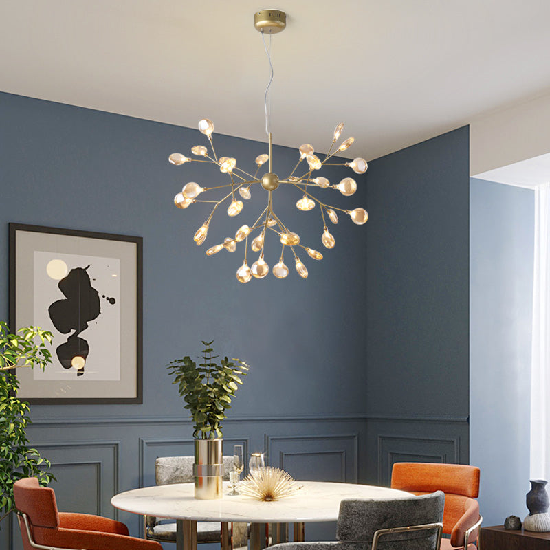 Heracleum LED Chandelier Artistic Tan Blown Glass Dining Room Hanging Ceiling Light 36 Tan Clearhalo 'Ceiling Lights' 'Chandeliers' 'Modern Chandeliers' 'Modern' Lighting' 2459876