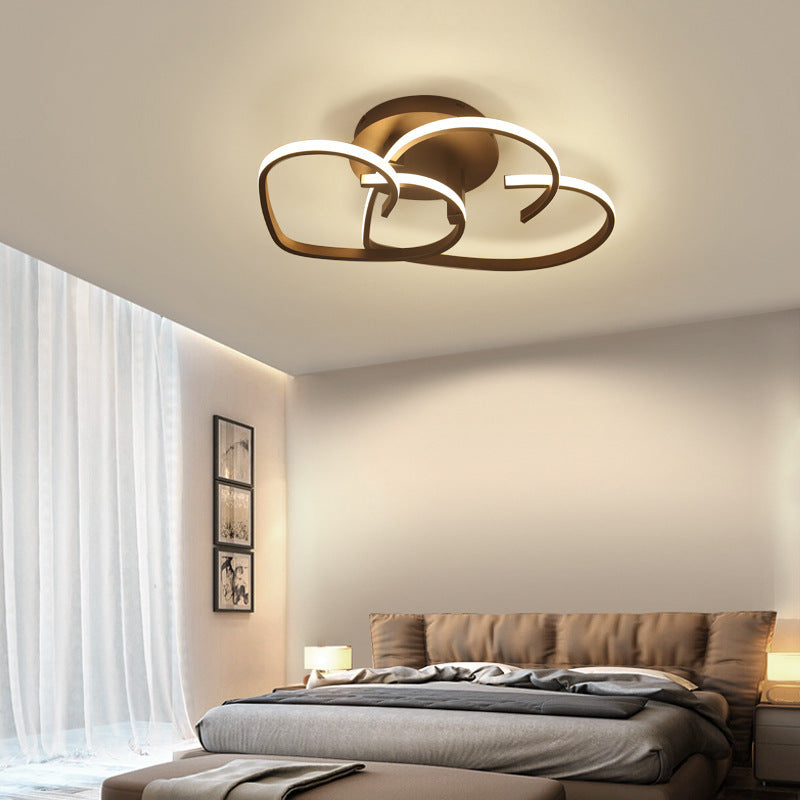 Modern Loving Heart LED Semi Flush Mount Metal 2-Light Bedroom Close to Ceiling Light Coffee Clearhalo 'Ceiling Lights' 'Close To Ceiling Lights' 'Close to ceiling' 'Flush mount' Lighting' 2459993