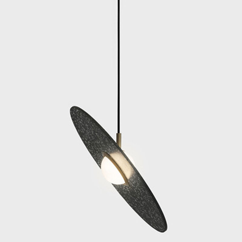 Terrazzo Disc Suspension Lighting Minimalism Single-Bulb Ceiling Pendant Light over Table Black Clearhalo 'Ceiling Lights' 'Modern Pendants' 'Modern' 'Pendant Lights' 'Pendants' Lighting' 2460069