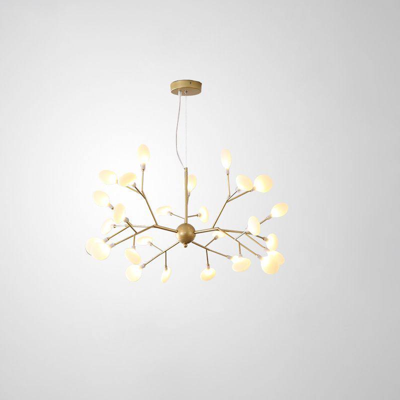 Acrylic Leaf Hanging Chandelier Designer Gold Finish Pendant Ceiling Light for Bedroom Gold 23.5