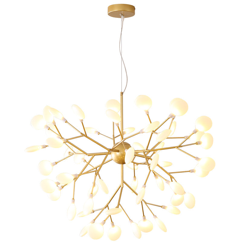 Acrylic Leaf Hanging Chandelier Designer Gold Finish Pendant Ceiling Light for Bedroom Clearhalo 'Ceiling Lights' 'Chandeliers' 'Modern Chandeliers' 'Modern' Lighting' 2460109