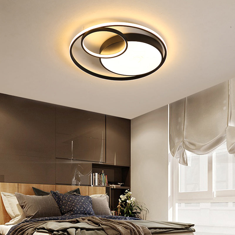 Nordic Halo Ring LED Flush Mount Metal Bedroom Ceiling Flush Mount Light Fixture Black Clearhalo 'Ceiling Lights' 'Close To Ceiling Lights' 'Close to ceiling' 'Flush mount' Lighting' 2460136