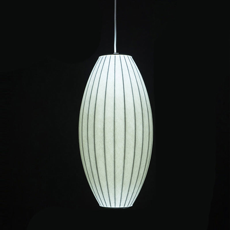 White Lantern Hanging Lamp Japanese Style Single Artificial Silk Pendant Lighting Fixture White 10