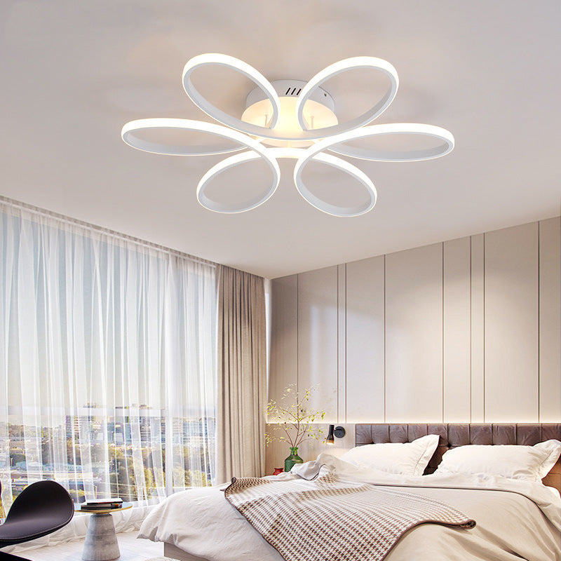 Metal Flower Shaped Semi Flush Ceiling Light Minimalistic LED Flush Mount Lamp for Living Room Clearhalo 'Ceiling Lights' 'Close To Ceiling Lights' 'Close to ceiling' 'Semi-flushmount' Lighting' 2460806