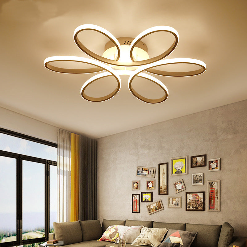 Metal Flower Shaped Semi Flush Ceiling Light Minimalistic LED Flush Mount Lamp for Living Room Clearhalo 'Ceiling Lights' 'Close To Ceiling Lights' 'Close to ceiling' 'Semi-flushmount' Lighting' 2460807