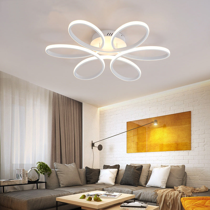 Metal Flower Shaped Semi Flush Ceiling Light Minimalistic LED Flush Mount Lamp for Living Room Clearhalo 'Ceiling Lights' 'Close To Ceiling Lights' 'Close to ceiling' 'Semi-flushmount' Lighting' 2460808