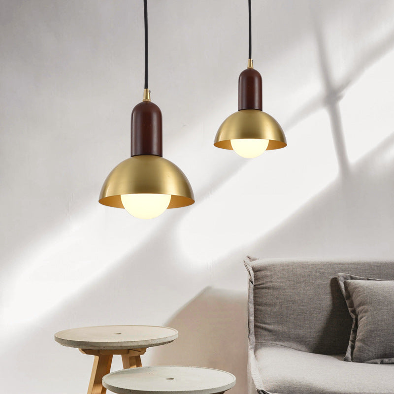 Bowl Shaped Bedside Pendulum Light Metallic 1 Bulb Minimalist Suspension Light in Gold Gold Clearhalo 'Ceiling Lights' 'Modern Pendants' 'Modern' 'Pendant Lights' 'Pendants' Lighting' 2460897