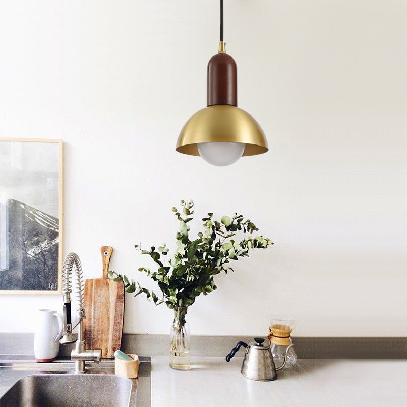 Bowl Shaped Bedside Pendulum Light Metallic 1 Bulb Minimalist Suspension Light in Gold Clearhalo 'Ceiling Lights' 'Modern Pendants' 'Modern' 'Pendant Lights' 'Pendants' Lighting' 2460898