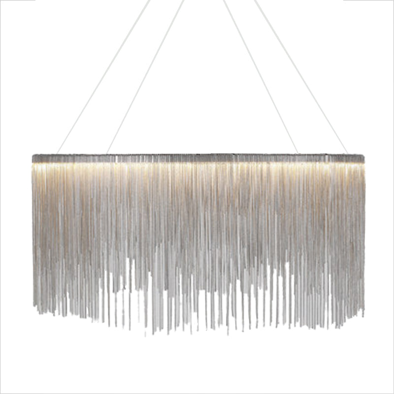 Chain Fringe LED Chandelier Minimalistic Metal Living Room Pendant Lighting Fixture Clearhalo 'Ceiling Lights' 'Chandeliers' 'Modern Chandeliers' 'Modern' Lighting' 2461195