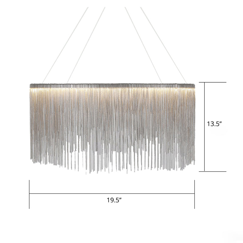 Chain Fringe LED Chandelier Minimalistic Metal Living Room Pendant Lighting Fixture Clearhalo 'Ceiling Lights' 'Chandeliers' 'Modern Chandeliers' 'Modern' Lighting' 2461197