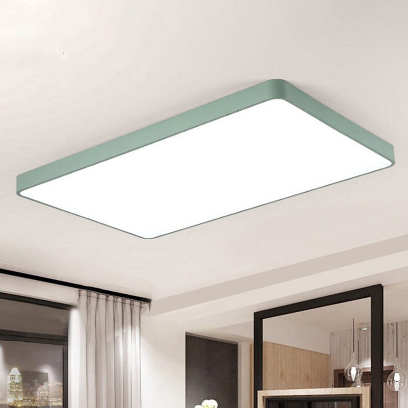 Macaron Rectangular Flush Mount Light Acrylic Living Room LED Ceiling Mount Light Fixture Green Clearhalo 'Ceiling Lights' 'Close To Ceiling Lights' 'Close to ceiling' 'Flush mount' Lighting' 2461244