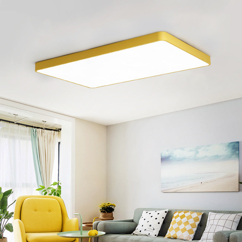 Macaron Rectangular Flush Mount Light Acrylic Living Room LED Ceiling Mount Light Fixture Yellow Clearhalo 'Ceiling Lights' 'Close To Ceiling Lights' 'Close to ceiling' 'Flush mount' Lighting' 2461246