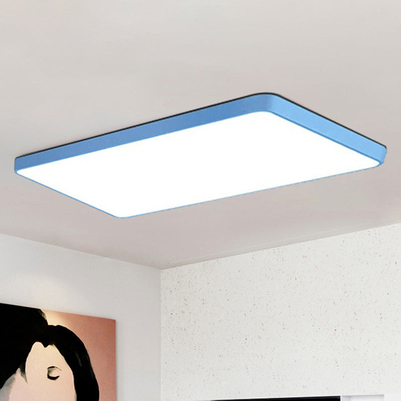 Macaron Rectangular Flush Mount Light Acrylic Living Room LED Ceiling Mount Light Fixture Blue Clearhalo 'Ceiling Lights' 'Close To Ceiling Lights' 'Close to ceiling' 'Flush mount' Lighting' 2461250