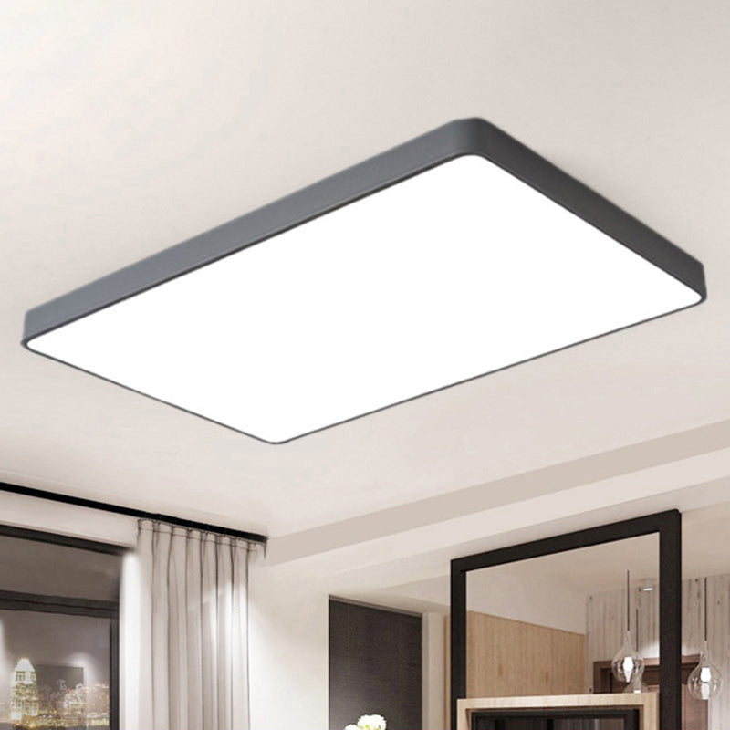 Macaron Rectangular Flush Mount Light Acrylic Living Room LED Ceiling Mount Light Fixture Grey Clearhalo 'Ceiling Lights' 'Close To Ceiling Lights' 'Close to ceiling' 'Flush mount' Lighting' 2461251