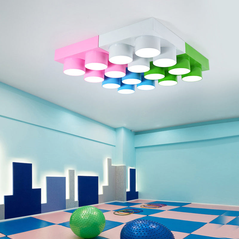 Toy Brick Kindergarten Flush Ceiling Light Metal Creative Kids LED Flush Mount Fixture Clearhalo 'Ceiling Lights' 'Close To Ceiling Lights' 'Close to ceiling' 'Flush mount' Lighting' 2461262