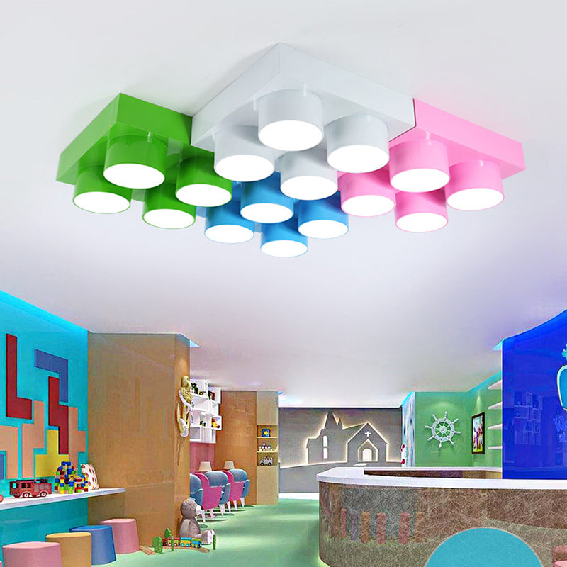 Toy Brick Kindergarten Flush Ceiling Light Metal Creative Kids LED Flush Mount Fixture Clearhalo 'Ceiling Lights' 'Close To Ceiling Lights' 'Close to ceiling' 'Flush mount' Lighting' 2461265