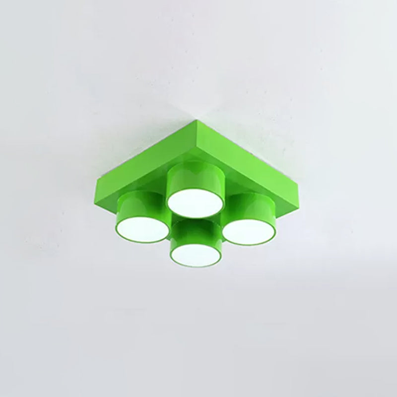 Toy Brick Kindergarten Flush Ceiling Light Metal Creative Kids LED Flush Mount Fixture Green Clearhalo 'Ceiling Lights' 'Close To Ceiling Lights' 'Close to ceiling' 'Flush mount' Lighting' 2461266