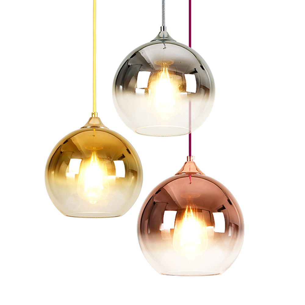 Spherical Dining Room Hanging Light Ombre Glass Single-Bulb Nordic Pendant Light Fixture Clearhalo 'Ceiling Lights' 'Close To Ceiling Lights' 'Glass shade' 'Glass' 'Modern Pendants' 'Modern' 'Pendant Lights' 'Pendants' Lighting' 2461313